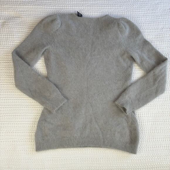 Vtg Ballet Faux Wrap Sweater Angora Blend Women M Gray Moda Int’l Soft‎ Fuzzy - Picture 3 of 12